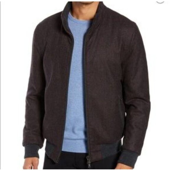 Zachary Prell Jacket Mens L Wool Blend Full Zip Quilted Lined Bomber Jacket Coat - Picture 1 of 13